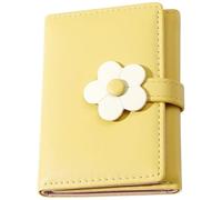Hohopeti Coin Purse, Yellow Pu Tri-fold Wallet with Flower Pattern, Cute Change Purse Suitable for School and Everyday Use