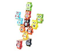 Hohopeti Colorful Owl-shaped Wooden Educational Blocks for Stackable Number to Develop Cognitive Skills and Interaction Safe Smooth Finish Gift for Preschoolers