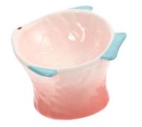 Hohopeti Creative Pink Fish-shaped Elevated Cat Food Dish Ceramic Pet Feeder Decorative Treats Plate for Comfortable Mealtime and Attractive Feeding Experience