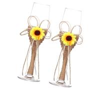 Hohopeti Creative Sunflower Glass Goblets with Rope Decor Handcrafted Glassware for Wedding Party Bar Home Transparent Wine and Juice Cups with Rustic Fresh Style