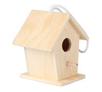 Hohopeti Creative Wooden Bird Nest Twine Hanging Rope Handmade Miniature Decorative Artificial Bird House for Home Gardening and Craft Toy