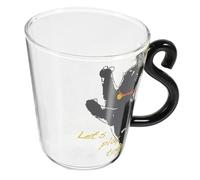 Hohopeti Cute Cat Glass Mug with Handle Multi-use Tea Coffee Milk Cup for Office Home Kitchen Transparent Water and Juice Drinking Glassware