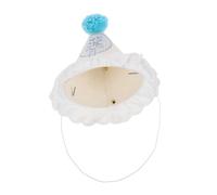 Hohopeti Cute Cone Party Hat for Pom Pom and Lace Trim Lightweight Birthday Headwear for Boys and Indoor Outdoor Party Accessory Fun Photo Prop for Group Celebrations