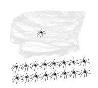 Hohopeti Dark Halloween Spider Web with Black Spiders Stretchable Fake Cobweb for Spooky Wall Decor Outdoor Haunted House Party Decorations Easy Setup for Fence Porch Table
