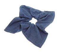 Hohopeti Denim Blue Square Fabric Hair Scrunchie with Bow Chunky Dark Hair Tie Large Intestine Loop for Women