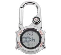 Hohopeti Digital Carabiner Pocket Watch Built in Compass for Backpacking | Zinc Alloy Body, Hard Glass Face, Silver Finish Orange Accents, for Field Workers and Caregivers