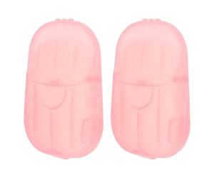 Hohopeti Disposable Soap Scented Sheet Portable Travel Soap Paper 2 Boxes 40 Sheets for Business Trips Outdoor Camping Hiking Pink