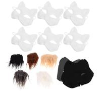 Hohopeti DIY Cat Face Mask Kit for All Ages Blank Paintable Cat Masquerade Costume with Comfortable Material Creative Animal Mask Cosplay for Halloween Parties and Craft Decorations