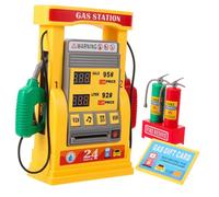 Hohopeti DIY Gas Station Model with Interactive Voice Prompt and Smart Counting Dual Nozzle Self-service Design Table Decoration for Educational Play and Math Skill Development