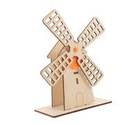Hohopeti DIY Wooden Windmill Model Kit with Transparent Gear Transmission Educational Stem Science Experiment for Complete Precut Craft Materials Assembly and Safe