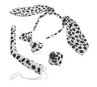 Hohopeti Dog Costume Set with Dalmatian Headband Tail Nose and Bow Tie Animal Cosplay Accessories for Birthday Parties and Halloween Comfortable Decorative Pet Role-playing Props