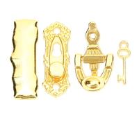 Hohopeti Dollhouse Miniature Door Lock Key Mailbox Doorbell Four-Piece Metal Set for Tiny House DIY Decoration