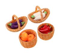 Hohopeti Dollhouse Vegetable Market Mini Fruit Baskets Dolhouse Mini Baskets Accessories Eggplant Miniature Model DIY Dollhouse Food Dolhouse Decorative Fake Vegetables Tiny Fruit Figurines