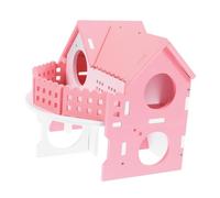 Hohopeti Double Hamster House Large Two-storey Villa Hideout with Platform and Balcony for Small Pets Including Hamsters and Mice Pink White
