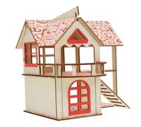 Hohopeti Double Layer Small Animal Hut with Climbing Ladder Wooden Hamster Castle for Play and Rest Bite-resistant Pet Climbing Frame for Hamsters Gerbils and Dwarf Rodents