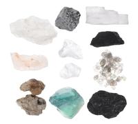 Hohopeti Educational Rock and Mineral Specimen Kit for, 10pcs Natural Crystal Stone Collection Set, Geology Teaching Props for Primary School Science and Geography Lessons