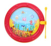 Hohopeti Educational Wave Bead Drum Hand Percussion for Safe Plastic Musical Instrument for Eye-hand Coordination Development Smooth Edges Red Early Learning Drum