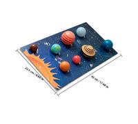 Hohopeti Educational Wooden Planet Puzzle Solar System Cognitive Blocks with Embedded Design Particles and Aesthetic Colors Early Learning Space for Cognitive Development and Creative Play