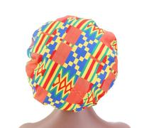 Hohopeti Elastic Printed Satin Shower Cap for Women, Double-layer round Sleeping Bath Bonnet with Floral Edge, Yellow Breathable Hair Protection for Bedtime and Spa Use