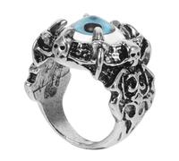 Hohopeti Evil Eye Alloy Ring Titanium Steel Punk Jewelry Men’s Finger Ring Halloween Goth Cool for Men Size 8 Blue