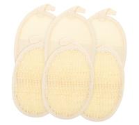Hohopeti Exfoliating Loofah Pads and Body Brush Exfoliator 6pcs Oval Shape Natural Loofah Sponge Pads with Cotton Linen, Skin Cleansing and Bath Shower Scrubbing for Sensitive Skin Adults