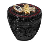 Hohopeti Fantasy Soccer Trophy Ring Size 11 in Black Zinc Alloy with Precision Craftsmanship and Comfortable Wear for Football Trophy Ring Awards Ceremony Events