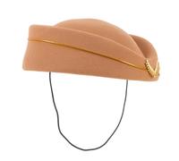 Hohopeti Faux Wool Flight Attendant Hat for Women Cozy Stewardess Cosplay Accessory for Stage Performance and Themed Parties Stylish Ladies Pilots Cap in Camel