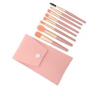 Hohopeti Female Cosmetic Brush with Portable Pink Case Soft Synthetic Bristles for Powder Blusher Foundation Application PVC Handle Comfortable Makeup Tool Kit for Women and Beginners