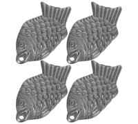 Hohopeti Fish, 4pcs Cast Iron Fish Cooking Tool, Black, Repeated Use, for Pregnant Women, Compatible with Boiling and Stewing