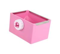 Hohopeti Fixed PET Bowl for Rabbit Chinchilla and Guinea Pig Removable Square Food Feeder with Bolt Holder for Cage Sturdy Plastic 1-Piece Pink