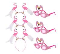 Hohopeti Flamingo Headband and Creative Glasses for Women and Teen Lightweight Comfortable Party Costume Accessories Fun Tropical Decor for Hawaiian and Carnival Events Random Color
