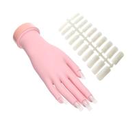 Hohopeti Flexible Silicone Nail Art Practice Hand Model with False Nails Reusable Manicure Training Tool for Women Bendable Right Hand Mold Learning and Practice