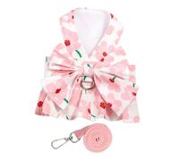 Hohopeti Floral Print Dog Dress for Small Dogs Breathable Comfortable Puppy Outfit with Trumpet Flower Design Easy to Wear Fade Resistant Colors Female Pet Apparel for Daily and Festive Use