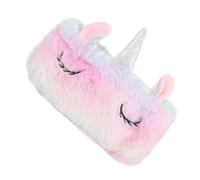 Hohopeti Fluffy Plush Pencil Bag for Multifunctional Stationery Organizer Travel Cosmetic Pouch Coin Purse Rainbow Design Washable