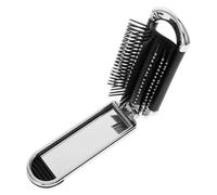Hohopeti Foldable Airbag Hair Brush with Mirror Portable Travel Comb for Women Lightweight Press-style Detangling Brush Suitable for All Hair Types Compact Stylish Silver