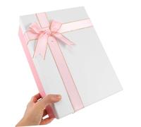 Hohopeti Foldable Cardboard Wrapping Box with Lid and Bow Thick Material Quick Assembly for Birthday Party Presents Bridesmaid Proposals Wedding Souvenirs and Various Occasions
