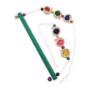 Hohopeti Funny Parrot Bite Swing with Green Frosted Stand and Colorful Beads Pet Training Perch for Birds Entertaining Hanging Plaything for Parrots and Parakeets