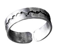 Hohopeti Glow-in-the-dark Adjustable Blue Crack Pattern Ring, Fashion Antique Silver Opening Finger Ornament, Stylish Creative Luminous Jewelry for Men and Women