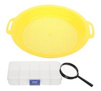 Hohopeti Gold Sifting Pan with Mesh Filter and Magnifier for Precise Gold Panning Portable Heavy-duty Prospecting Tool for Mining Enthusiasts Efficient Sand and Mineral Separator