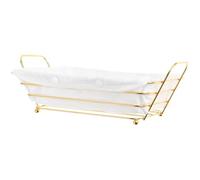 Hohopeti Gold Wire Bread and Fruit Basket with Removable Liner Rectangular Metal Storage Tray for Kitchen Countertop and Dining Large Capacity Hollow Design Organizer for Bread Vegetables