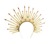 Hohopeti Gothic Crown Headband for Adults Women and Teen Vintage Sunburst Rhinestone Hair Band Lightweight Cosplay Accessory for Halloween Party Prom Stage Performance