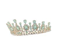 Hohopeti Green Crystal Rhinestone Wedding Crown Metal Bridal Tiara Lightweight Comfortable Fit Princess Headpiece for Bride Birthday Prom Hair Accessory