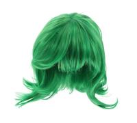 Hohopeti Green Short Bob Wig with Scarf for Vibrant Curly Cosplay Hairpiece for Halloween Birthday Parties and Masquerade Eye Catching Synthetic Costume Accessory