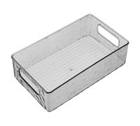 Hohopeti Grey Rectangular Plastic Storage Box with Frosted Pattern, Freezer Storage Container and Kitchen Organizer Bin for Home Pantry and Nursery Drawer