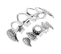 Hohopeti Halloween Vampire Fang Silver Grill Hollow Out Teeth with Copper Rhinestone Sharp Design for Cosplay Parties