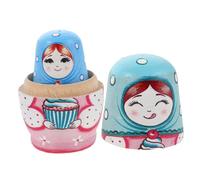Hohopeti Hand Painted Russian Nesting Dolls for Handmade Wooden Matryoshka Family Dolls Educational Stacking Enhancing Logic Coordination Traditional Cultural Home Decoration Gift