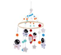 Hohopeti Handmade Astronaut Mobile for Crib with Soft Felt Rockets Stars Clouds Soothing Wind Chime Melody Nursery Decor for Girl Sleep Aid and Calming Bed Hanging
