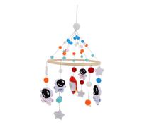 Hohopeti Handmade Space Theme Crib Mobile Soft Felt Astronaut Rocket Nursery Hanging Mobile for Boys and Visual Development and Motor Skill Support Bed Bell