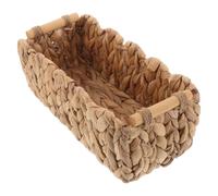 Hohopeti Handwoven Breathable Storage Basket Water Hyacinth Organizer with Sturdy Handles Rectangular Portable for Snacks and Yarn Suitable for Bathroom and Living Room
