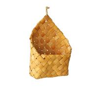 Hohopeti Handwoven Wall Hanging Basket for Home Storage and Flowerpot Natural Khaki Rattan Organizer for Letters and Household Supplies Space Saving Vertical Wall Decor